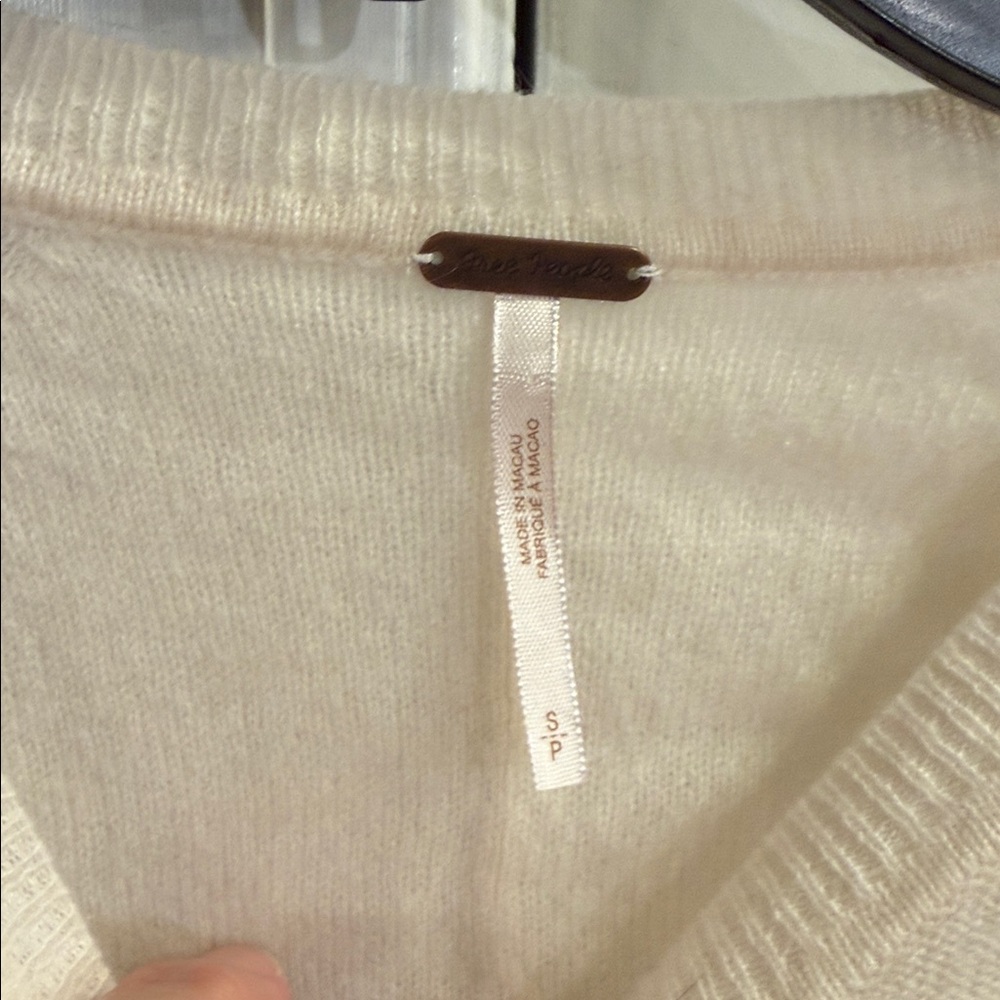 Cream Button-Front Knit Pullover Sweater - image 2